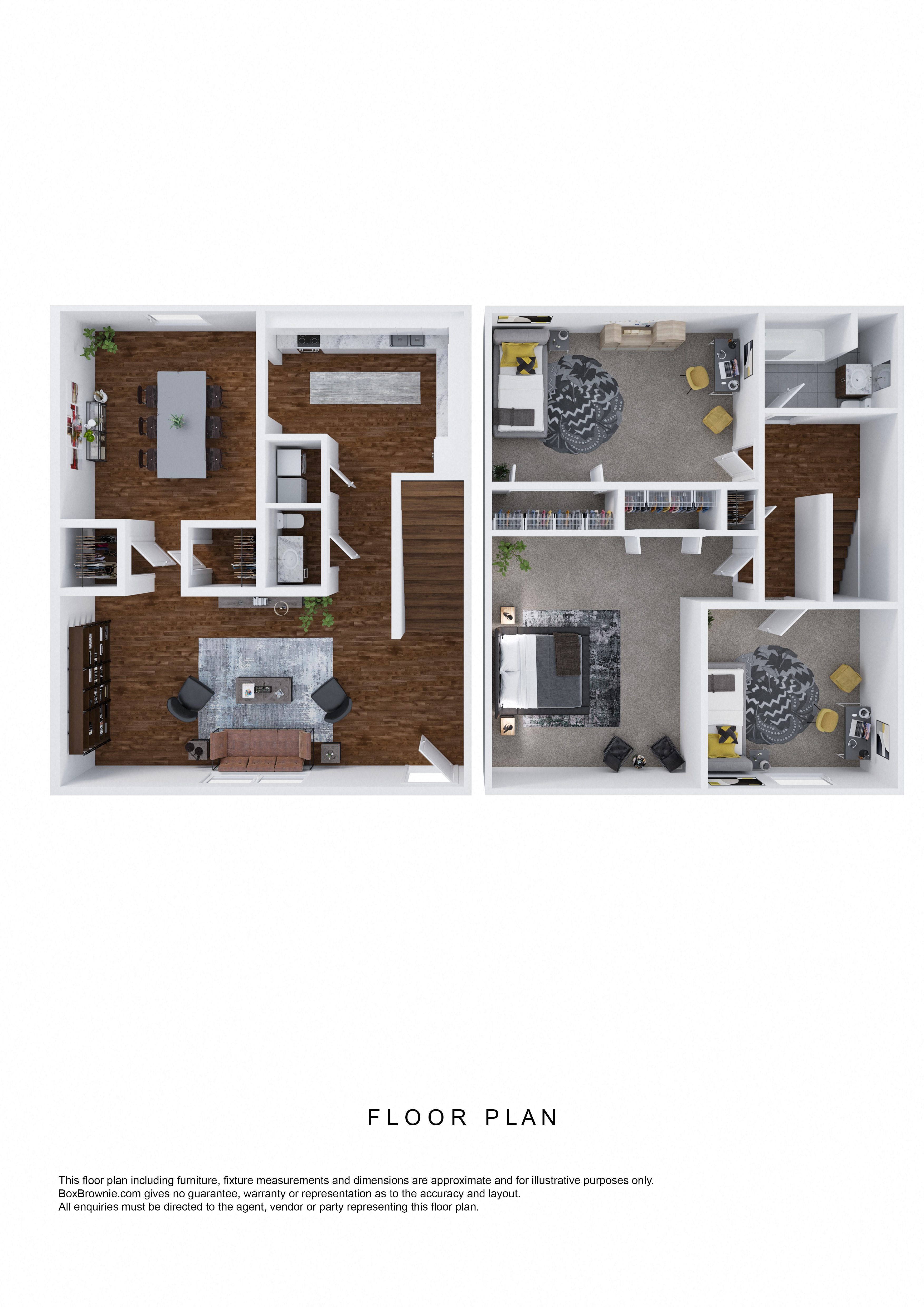 Floor plan for 3 beds, 1.5 baths, 1225 sqft